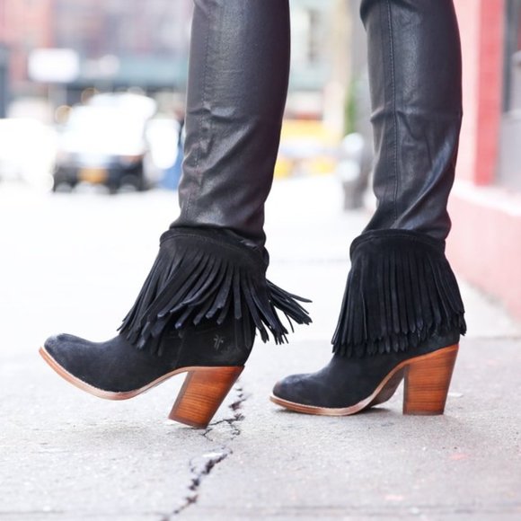 Bohemian Frye Ilana Fringe Short Cute Ankle Bootie - Picture 2 of 16